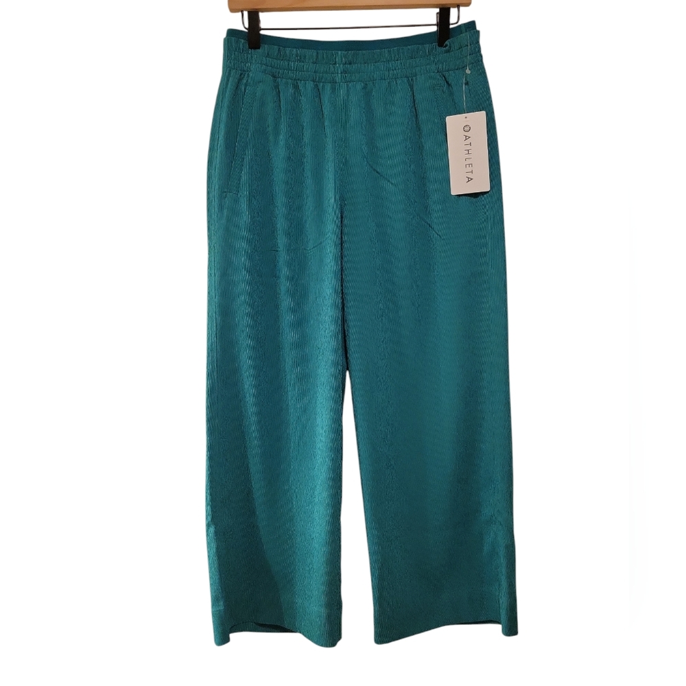 Athleta, NWT, Echo Wide Crop Pant, Elastic Waist, Stretchy, Women's sz 4, L- 35.